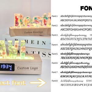 Custom letter number symbol flower nightlight, multifunctional wooden base lamp, anniversary christmas birthday wedding unique gift image 8