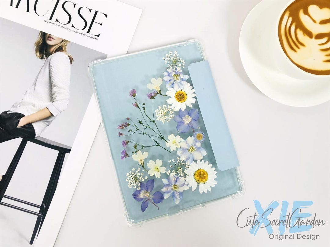 Pressed Blue White Daisy Flower Case for Kindle Colorsoft,paperwhite ...