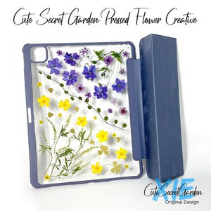 Real Pressed Flower-tablethoes met pennensleuf voor iPad Air en Pro 11&#39;&#39; 13&#39;&#39; 2024 2025, iPad mini 7e generatie 2024, iPad 10e generatie 2022, Air 11&quot; 2025