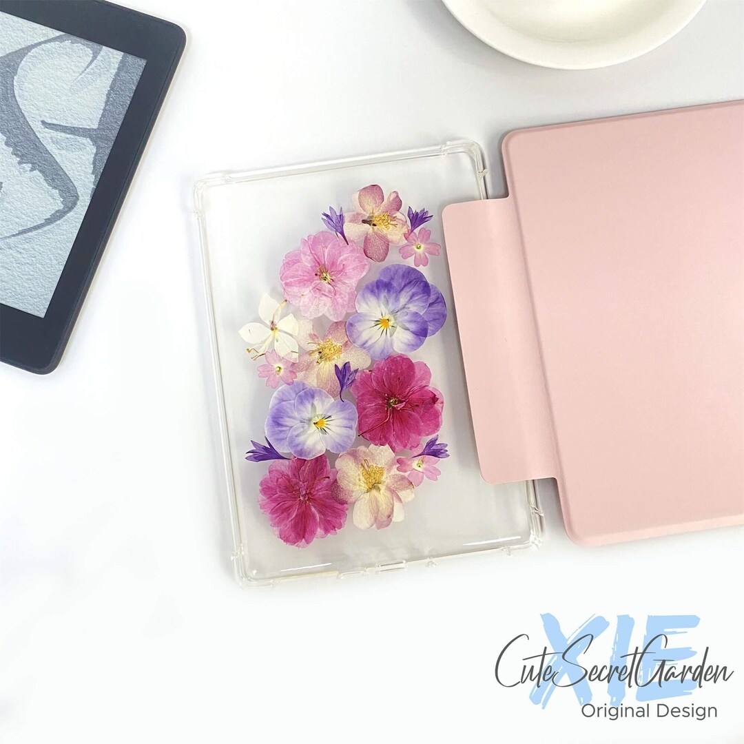 Pressed Dried Pink Purple Flower Case for Kindle Colorsoft, Paperwhite ...
