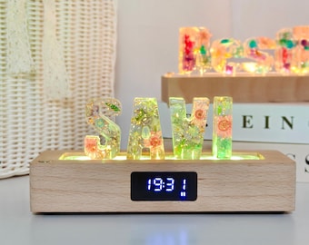 Custom name number symbol flower nightlight,adjustable light color multifunctional bluetooth speaker wood base lamp,christmas birthday gift
