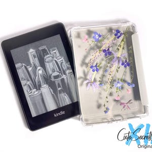 Dried pressed pink purple flower case for Kindle Colorsoft, Paperwhite 12th 11th 10th gen, Kindle 2024 2022 6&#39;&#39;,Oasis 10th 9th gen 2017 2019