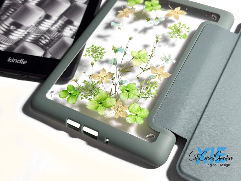 Pressed Green Hydrangea Flower Case for Kindle Colorsoft, Paperwhite ...