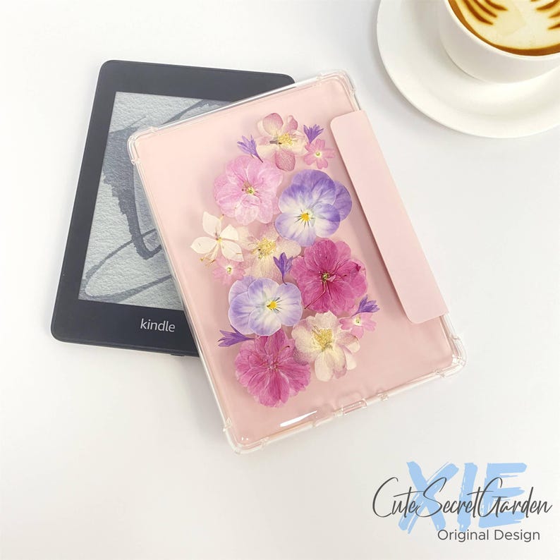 Pressed Dried Pink Purple Flower Case for Kindle Colorsoft, Paperwhite ...