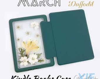 March - Daffodil Birth Pressed Flower case for Kindle Colorsoft, Paperwhite 12th 11th 10th gen, Kindle 2024 2022 6'',Oasis 10th gen 2019