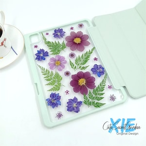 Echte bloem iPad-hoes voor tablet met pennensleuf voor iPad Air Pro 11&#39;&#39; 13&#39;&#39; 2024 2025, iPad 9 10e generatie 2022, iPad 11e generatie 11&#39;&#39;- (2025)， Air 11&quot; 2025