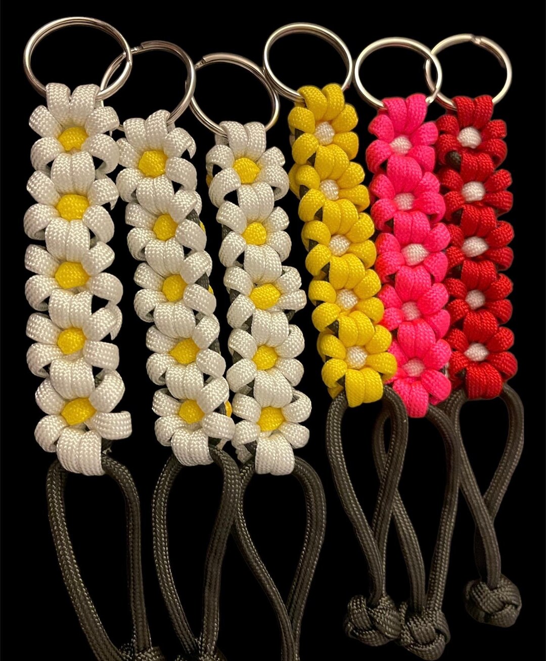Flower Paracord Keychaindaisy Keychain Etsy