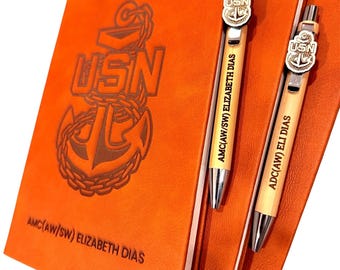 Personalized US Navy A5 Journal: Laser Engraved Notebook