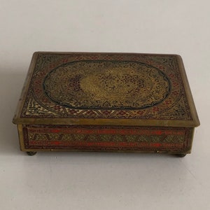 Box / card box / tobacco box - copper and wood - decorative