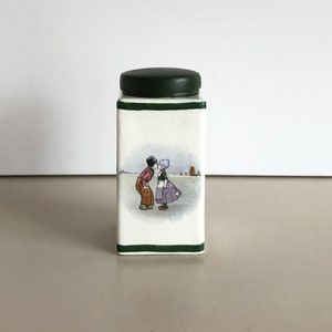 Olla de cocina / olla de almacenamiento - porcelana - Antigua imagen holandesa - niños en traje tradicional - olla vintage