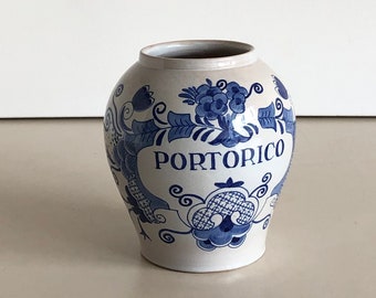 Apothekerspot - Portorico - Delfts Blauw - Koninklijk Goedewaagen Gouda Holland - gemerkt - handgeschilderd