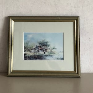 Kunstwerk in wunderschönem Rahmen - Altholländische Szene - Bauernhof am Wasser