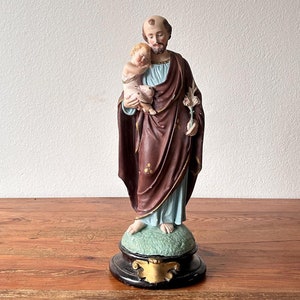 Image / sculpture - Joseph with Jesus - Plaster - religious