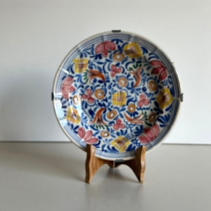 Antique dish - Large - Delft Polychrome Earthenware - hand-painted - with antique hanging system
