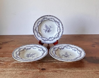 アメリカアンティーク深皿 3 枚のプレート / 深皿 - コンコルディア - アンティーク - 花の装飾