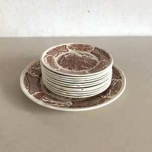 Fair Winds - Pastry set - 1 bowl and 11 plates - Alfred Meakin Staffordshire Transferware - vintage