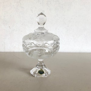 Beyer Crystal - miseczka na czekoladę - miska z pokrywką - dekor z owocami - szlifowany kryształ