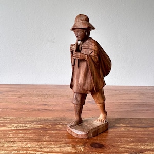Bild / Skulptur - Holz - Kind mit Flöte - handgeschnitzt