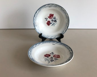 2 plates - California service - deep plate with flowers - porcelain - vintage