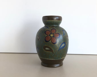 花瓶 - アールデコ - ゴーダ オランダ - 手描き - 非常に美しい花の