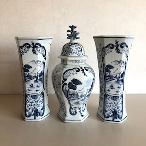 3 Piece cabinet set - Delft Blue pottery - AK marked - Old Dutch décor - hand painted