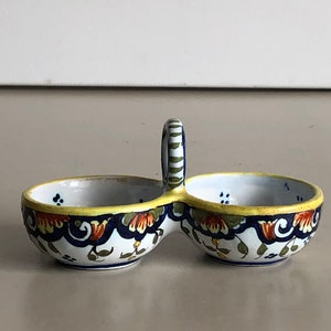Double dish - ceramic - Rouen Fait / main - hand painted - France
