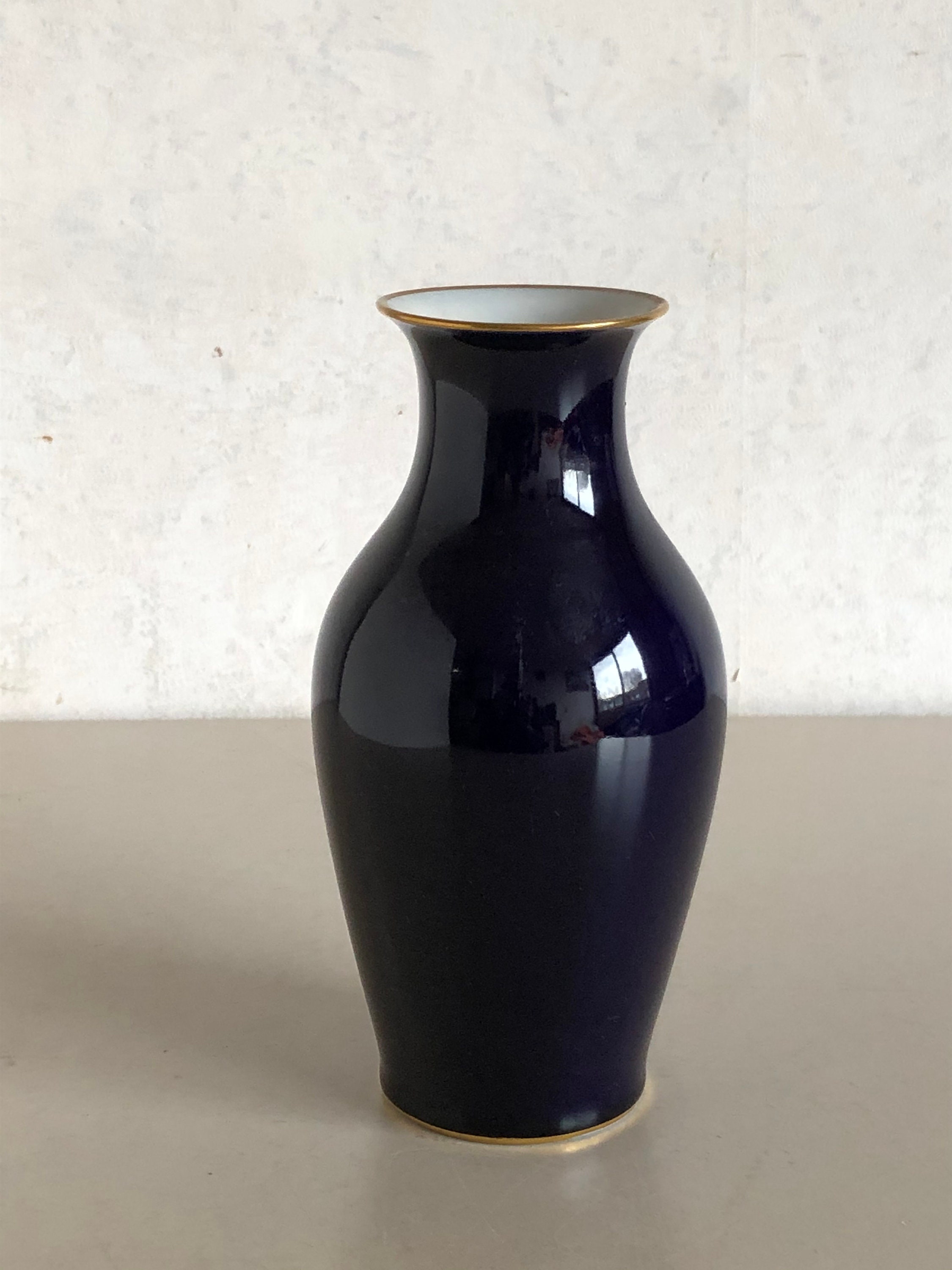 Bavaria Kobaltblau Vase gold Akzent mit Dekor von Blumen Etsy