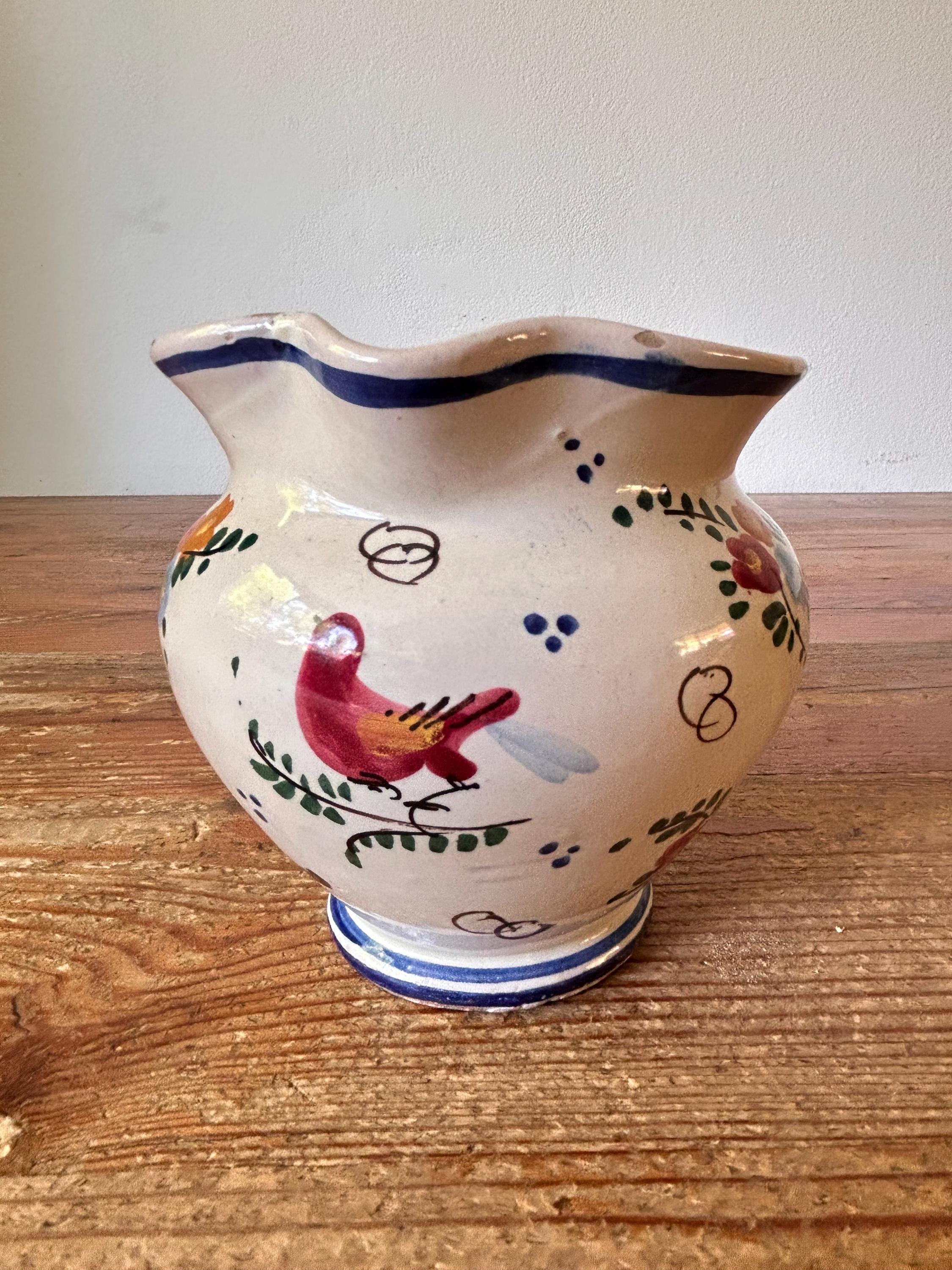 水差し/ピッチャー/花瓶 - イタリア - 鳥の装飾 - 陶器 - 非常に装飾的