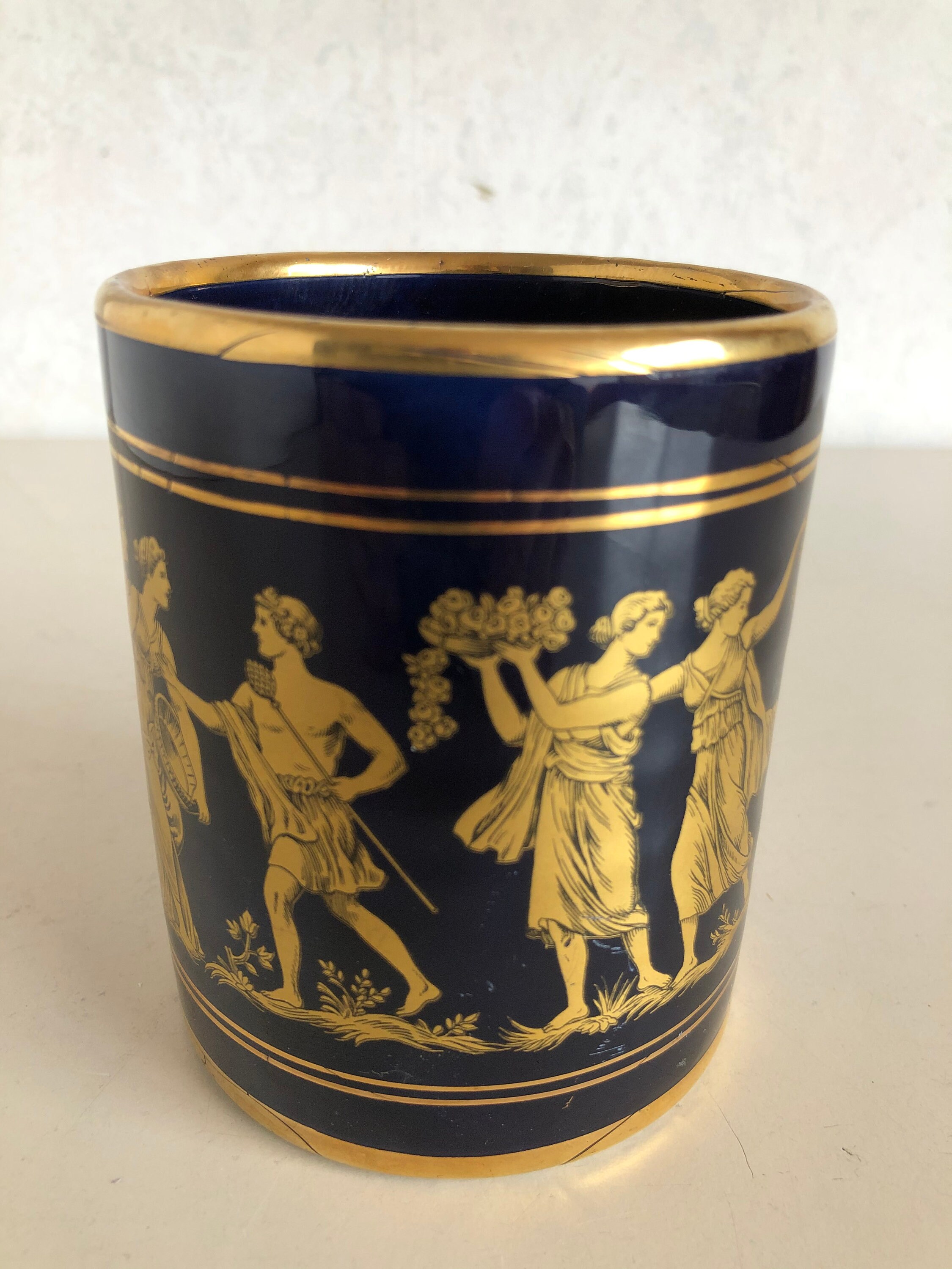 Blue and gold Greek vase/cup made in Rhodes handmade 24K Etsy
