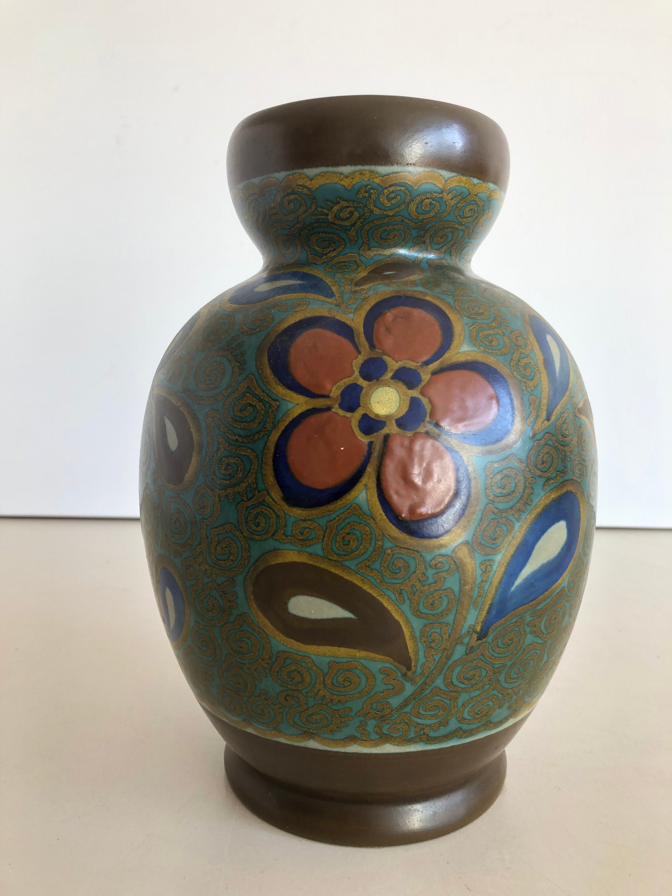 フラワーベース　オランダ陶器　ゴーダ窯　アールデコ　アールヌーボー　花瓶 フラワーベース アールデコ オランダ陶器 花瓶 ゴーダ アールヌーボー