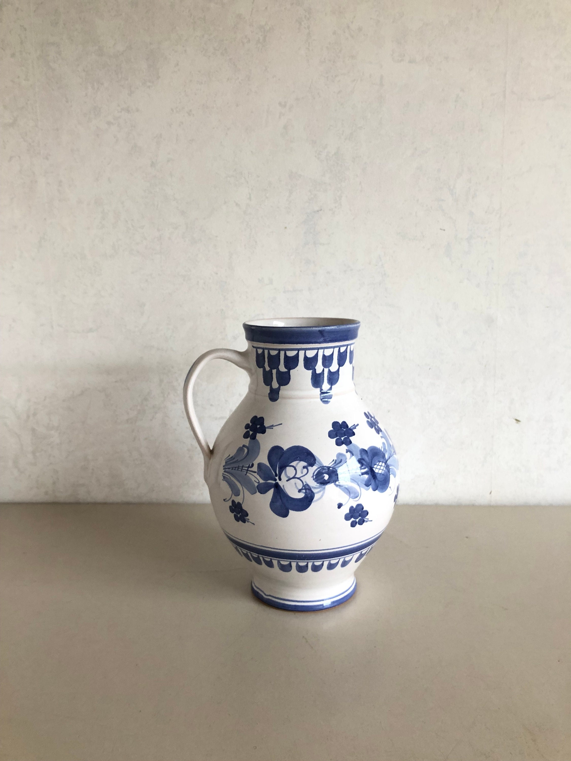 デルフトブルー陶器 - ヴィンテージ水差し/水差し/花瓶 - 手描き