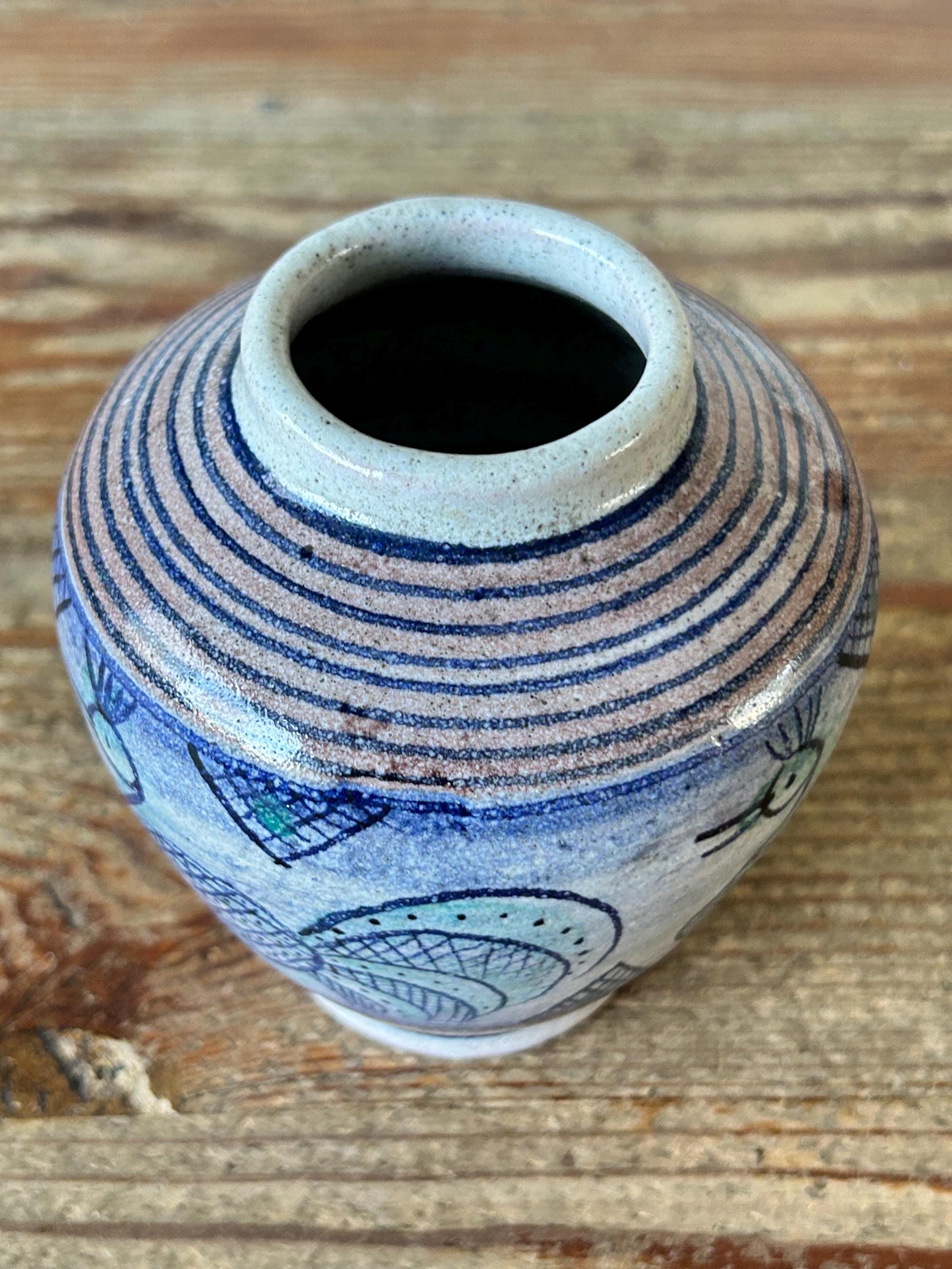 花瓶／フラワーベース - 陶器製 - 鳥の装飾 - 底面にサイン入り - Etsy