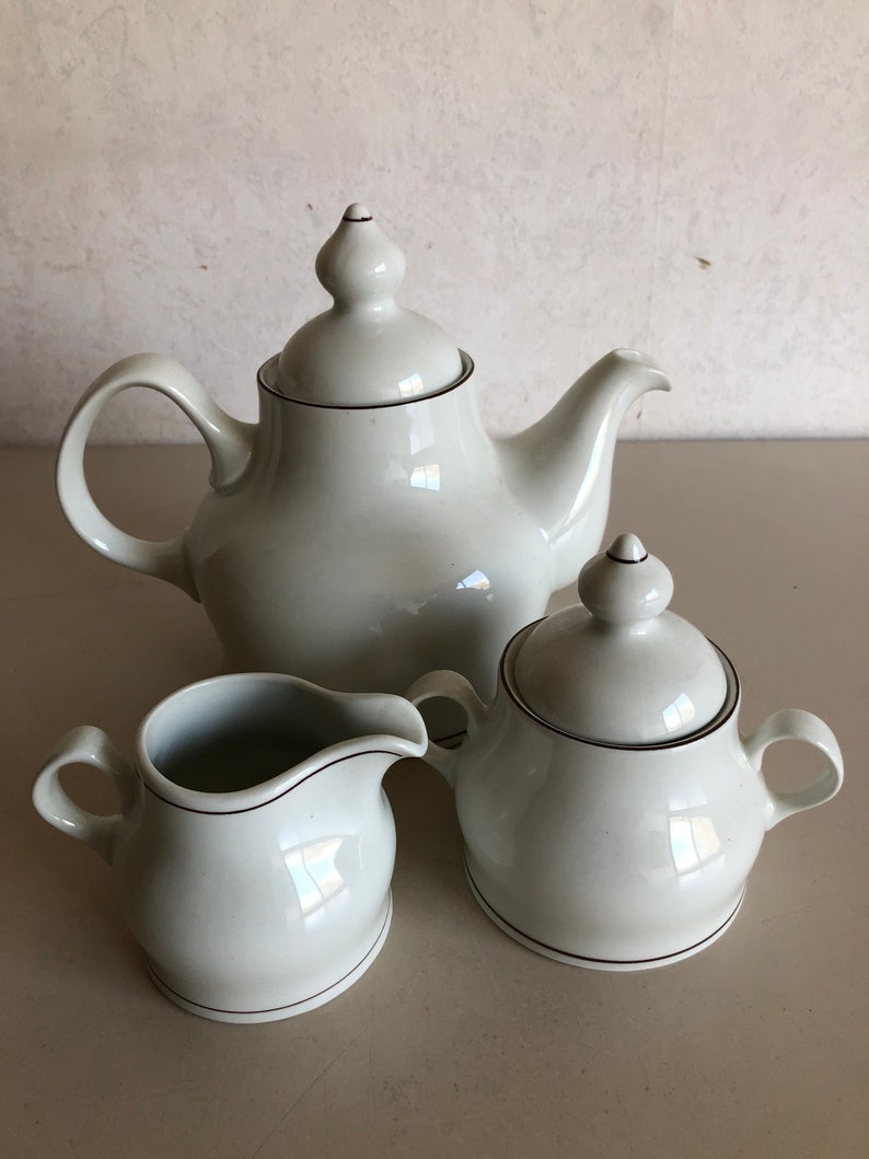 Teapot With Sugar Bowl and Milk Jug Ceramics Décor Plain Etsy