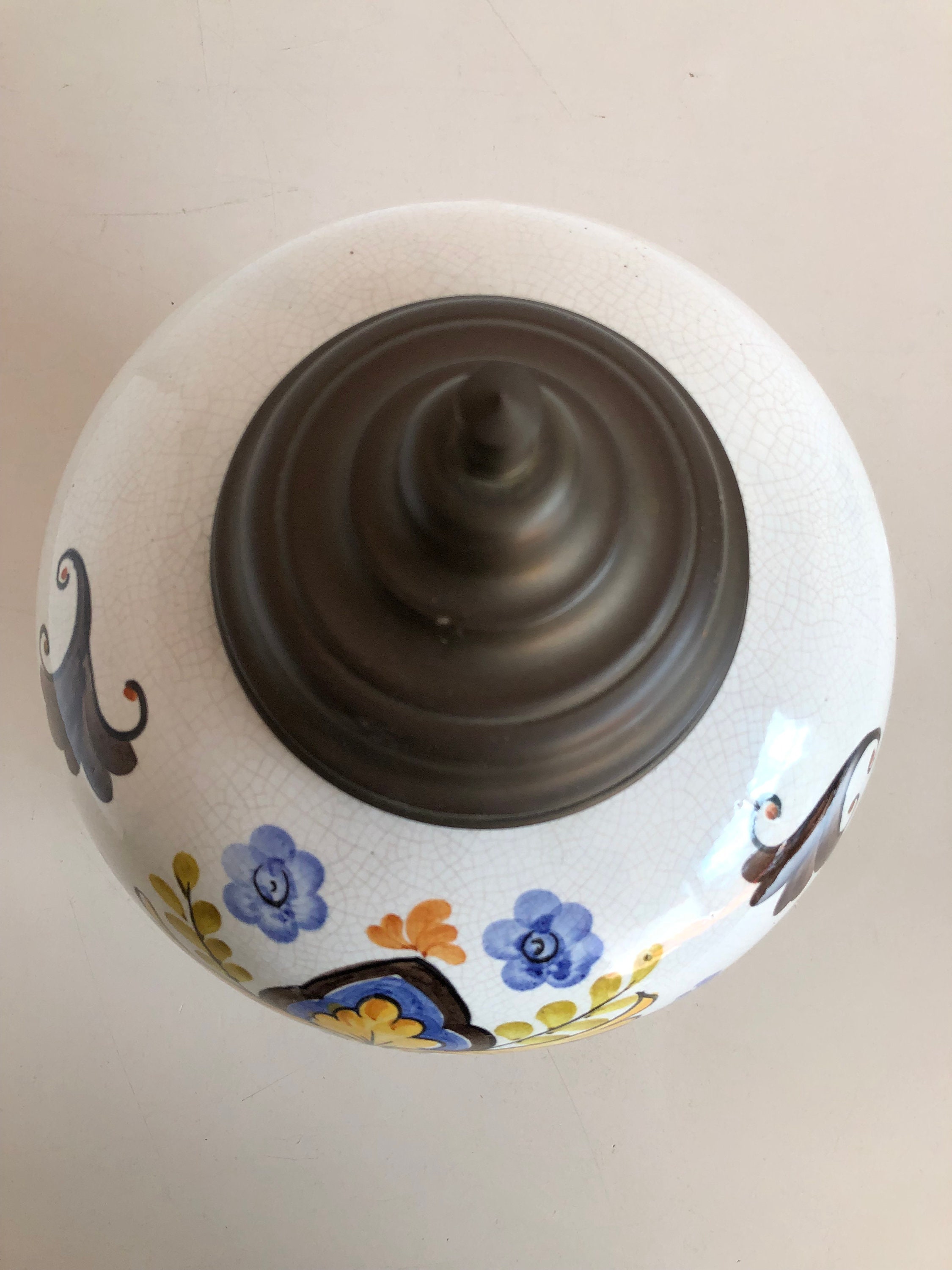 Großer dekorativer Apothekertopf mit Kupferdeckel handbemalt | Etsy