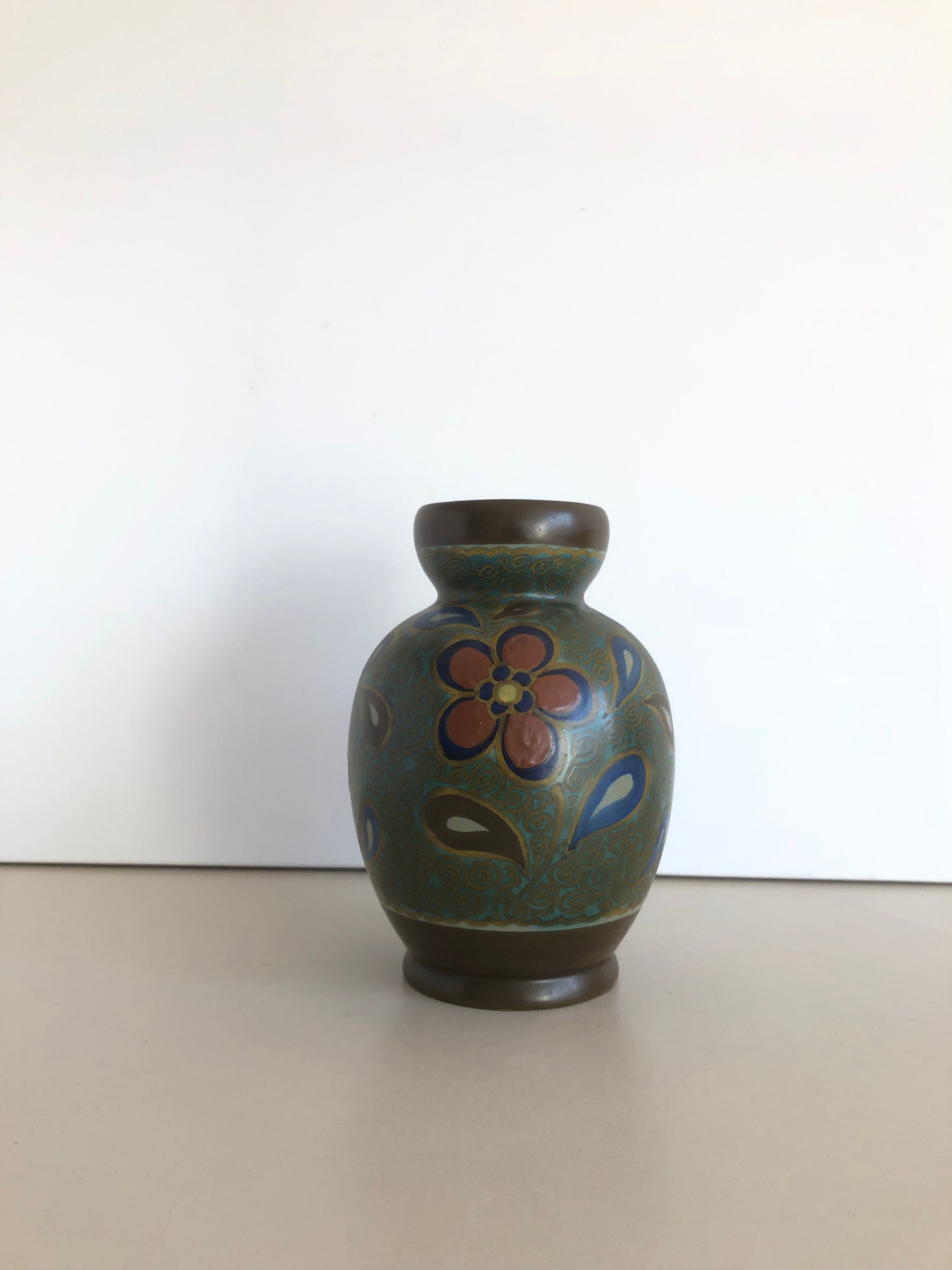 花瓶 - アールデコ - ゴーダ オランダ - 手描き - 非常に美しい花の