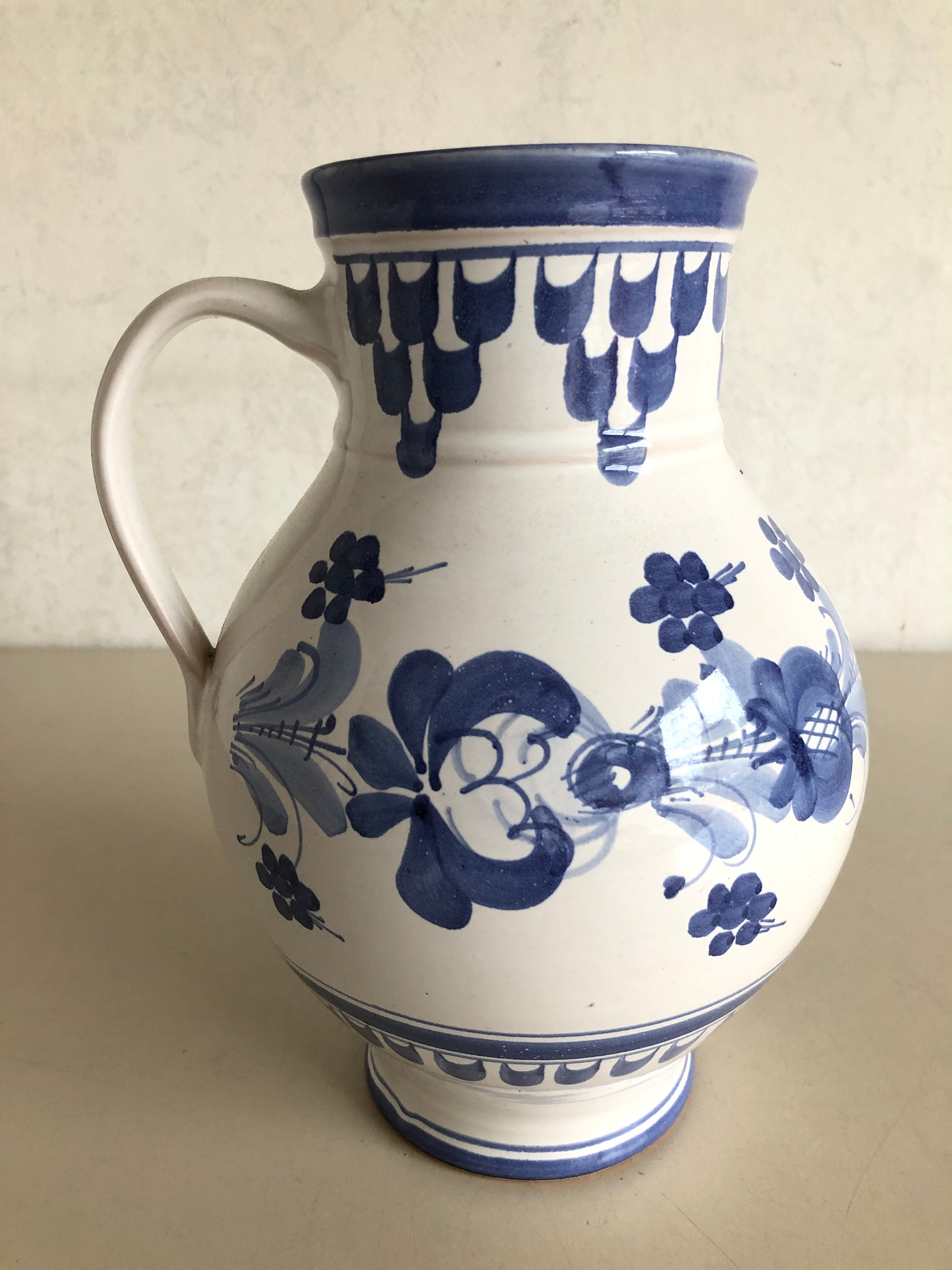 デルフトブルー陶器 - ヴィンテージ水差し/水差し/花瓶 - 手描き