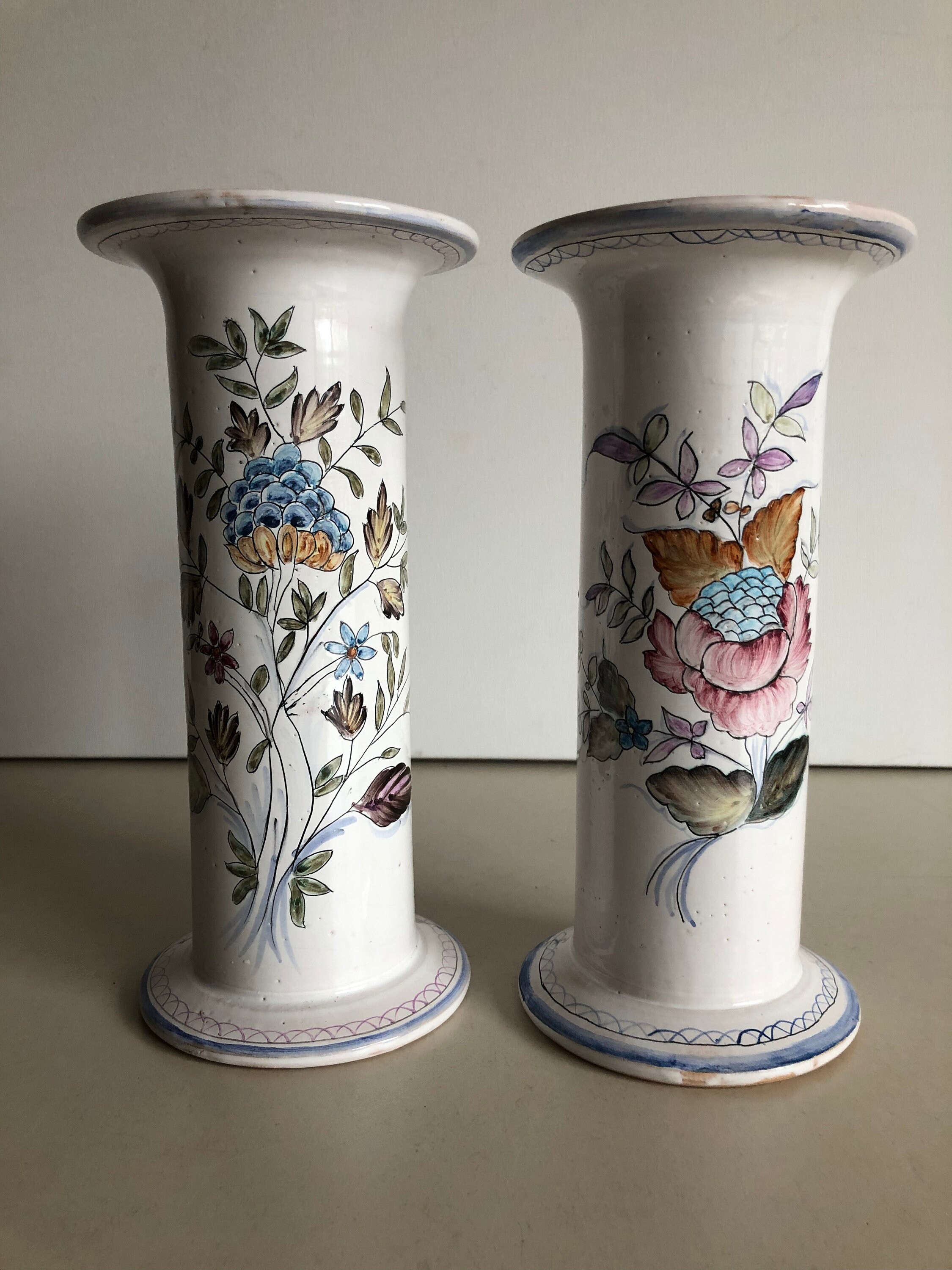 Vases - Vao Coimbra Portugal - Ceramic - Hand Painted - Vintage