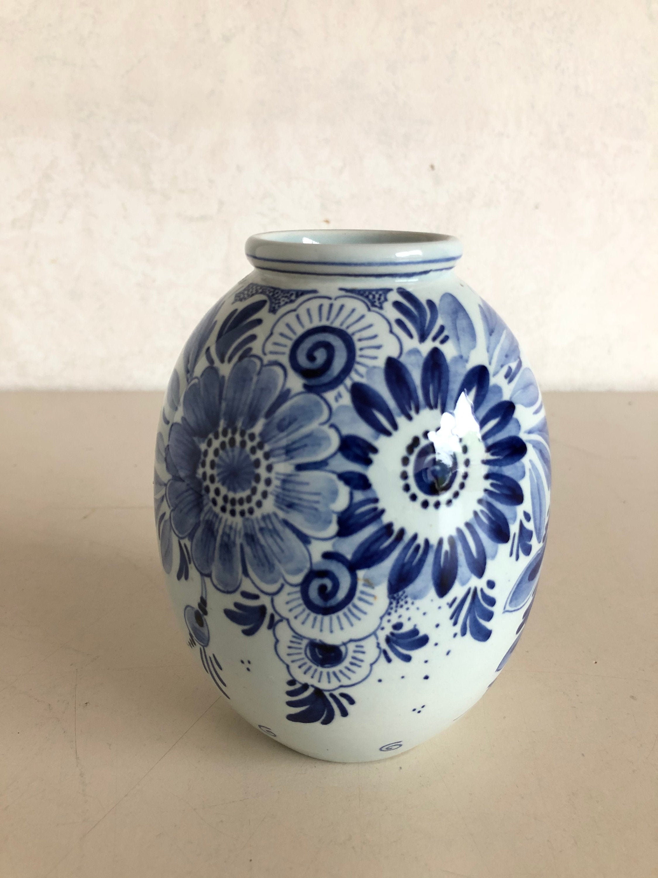 デルフト焼 陶器 花瓶 1輪差 手描き オランダ（Antique