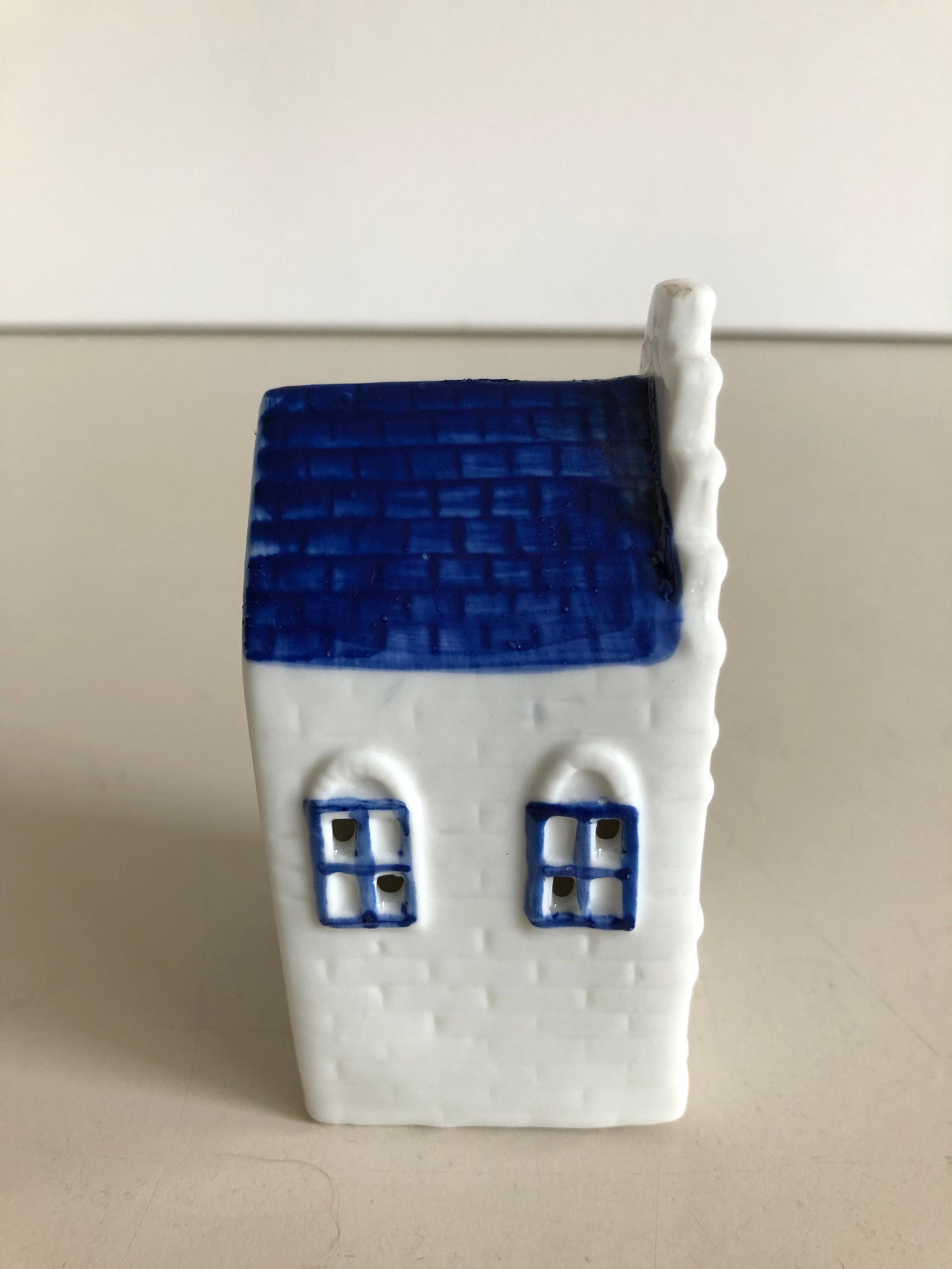 カナルハウス - ライト付きミニチュア - デルフトブルー陶器 - 手描き 