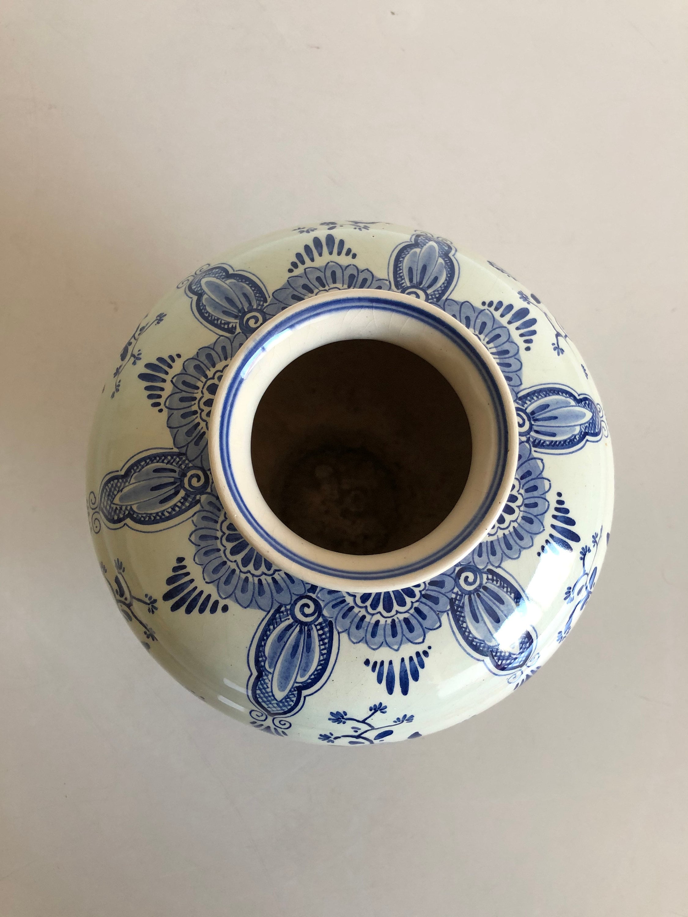 Delft Blue pottery round vase hand painted Excelsior Etsy