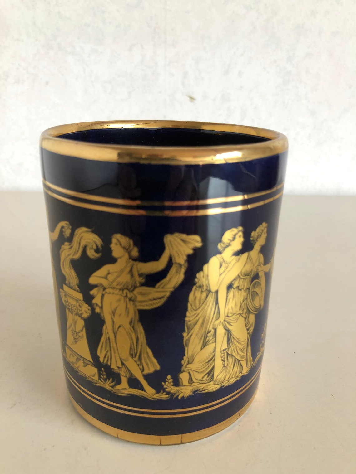 Blue and gold Greek vase/cup made in Rhodes handmade 24K Etsy