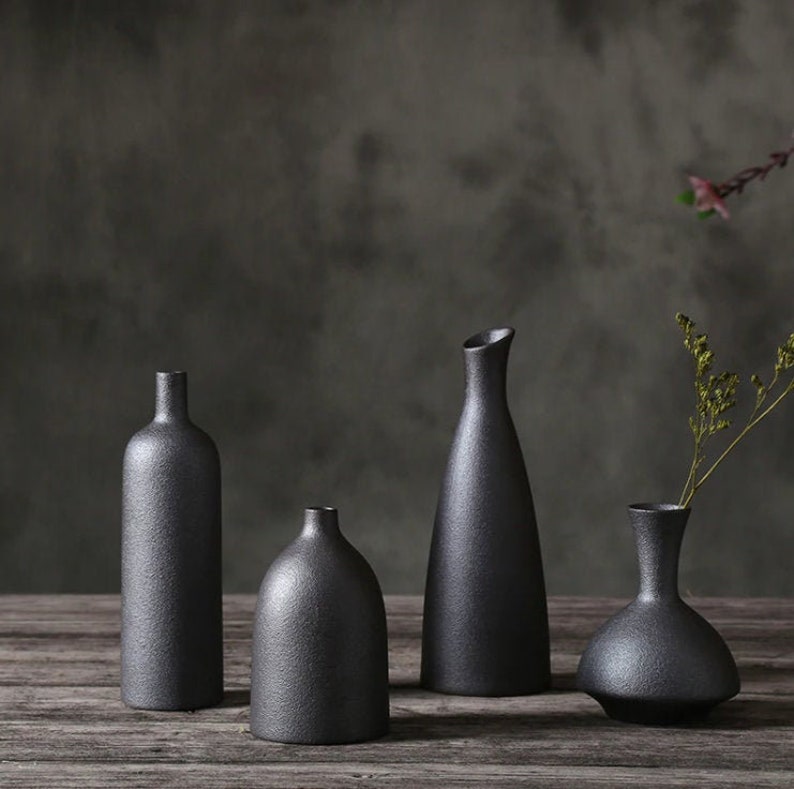 Black Ceramic Vases Modern Ceramic Vases Home Decor Modern Etsy