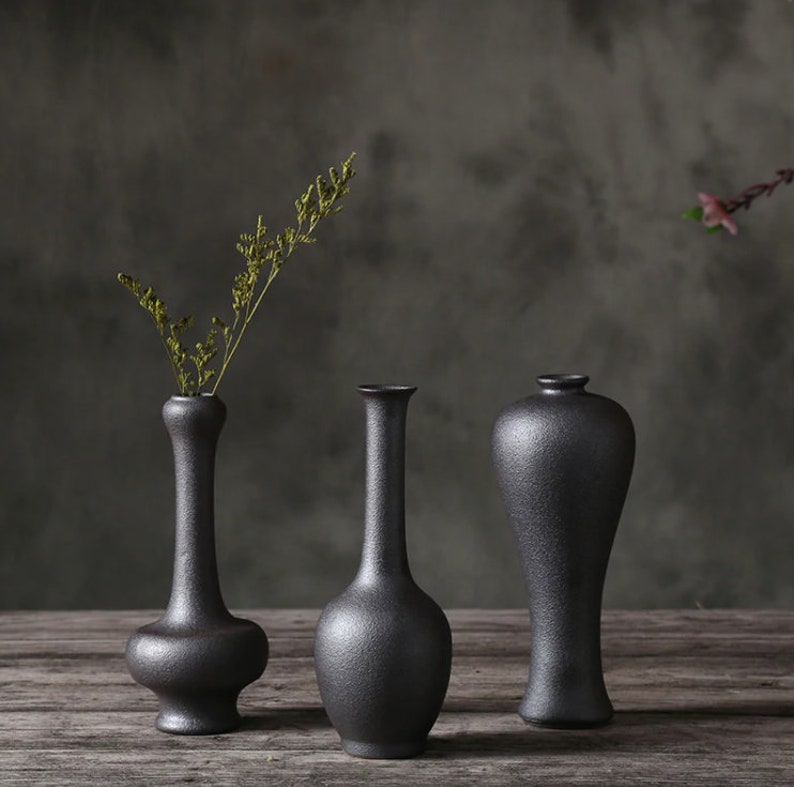 Black Ceramic Vases Modern Ceramic Vases Home Decor Modern Etsy