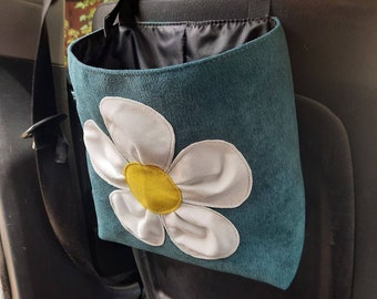 Car trash can with waterproof fabric linner Car organizer bag for women Car gift for men and women.