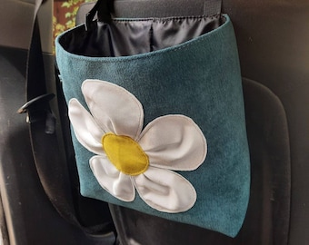 Car trash can with waterproof fabric linner Car organizer bag for women Car gift for men and women.