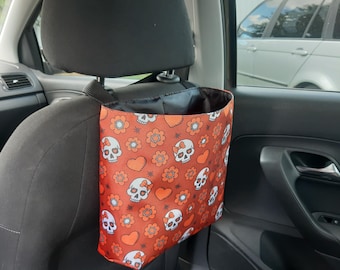 Handmade car trash bag sugar skull Waterproof handing car organiser