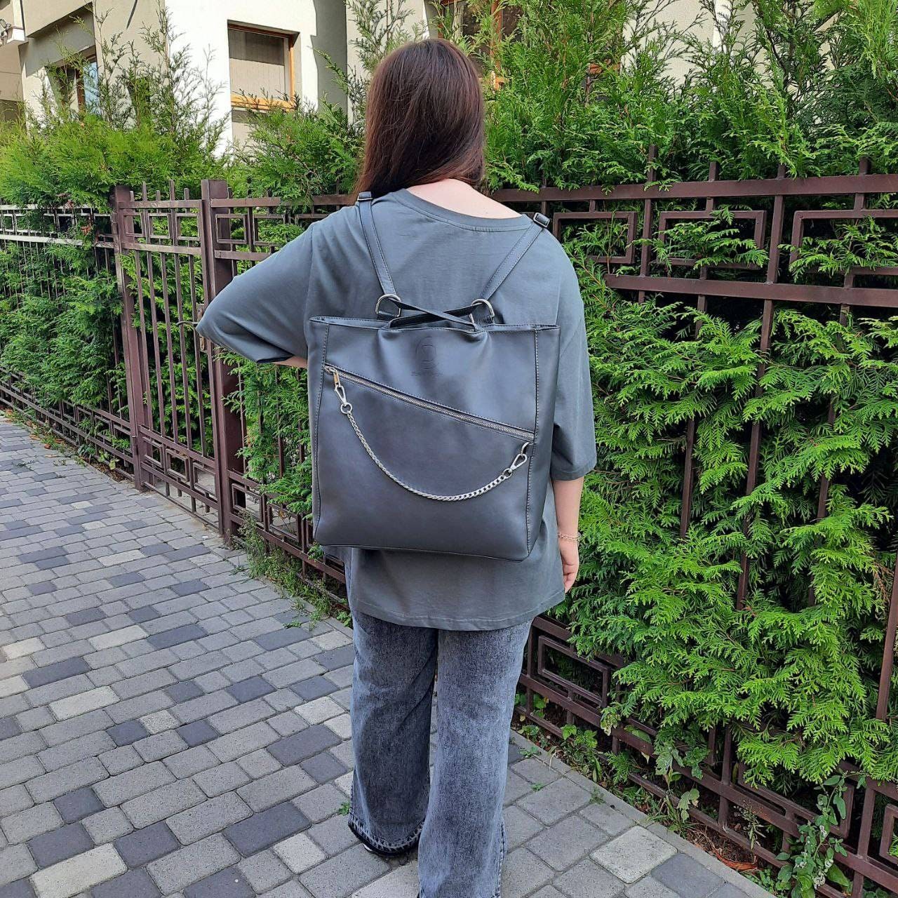 Black Convertible Crossbody Backpack With Chain Vegan Crossbody Bag for ...