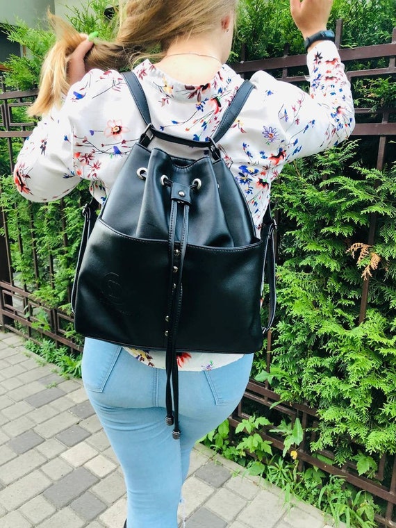Bucket Backpack Convertible Backpack Purse for Women Black Bucket Bag. Etsy