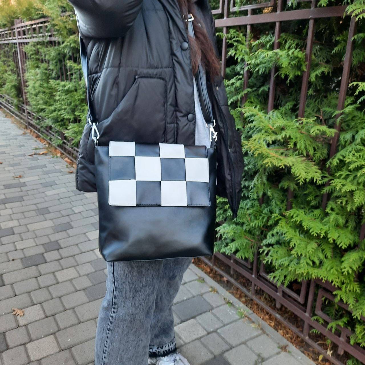 Checkerboard Cross Body Bag - Black/White - ACLU