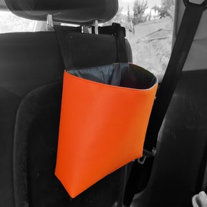 Reusable car trash bag waterproof Car organiser accеssory for women and men Vegan leather car trash bag Car gift for her